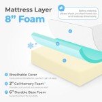 Neo Sleep 8 Inch Twin Cooling Gel Memory Foam Mattress Medium Firm CertiPUR-US Certified Foam, Mattress in a Box Enhanced Pressure Relief Removable Soft Cover No Fiberglass (Twin, 8 in)
