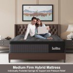 Duchessz Queen Mattress, 12 Inch Hybrid Mattresses Black with Gel Memory Foam and Individually Pocket Innerspring Medium Firm for Motion Isolation, Edge Support, 100 Night Trial