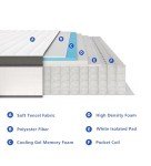 elitspace Queen Mattresses, 10 Inch Queen Size Mattress, Medium Firm Feel Memory Foam & Individual Pocket Springs, Pressure Relief & Support, Hybrid Mattress in a Box, CertiPUR-US Certified