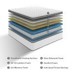 Lynnbery 14 Inch King Size Mattress in a Box, Hybrid Cooling Gel Memory Foam & Pocketed Coils, Medium Firm, CertiPUR-US Certified, Pressure Relief, Motion Isolation