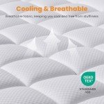 MATBEBY Queen Size Mattress Pad - Cooling Breathable Mattress Topper, Quilted Fitted Mattress Protector, Pillow Top Mattress Cover with 8-21" Deep Pocket, Soft, Machine Washable, White, 60x80 Inches