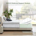 Sozlo 12 Inch Queen Size Hybrid Mattress with Cooling Gel and Individual Pocket Springs for Motion Isolation & Edge Support, Medium Firmness for Pressure Relief, CertiPUR-US Certified, in a Box