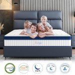 Juego Queen Mattress, 12 Inch Mixed Memory Foam Mattress. Bagged Spring, Zoned Pressure Relief, Medium Firm Feel, Motion Isolation, Deep Sleep, Certified Safe Foams and Fabric, CertiPUR-US, White