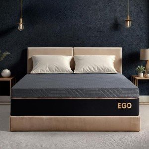 EGOHOME 12 Inch Queen Mattress, Copper Gel Cooling Memory Foam for Back Pain Relief, Therapeutic Bed in a Box, Foam Made in USA, CertiPUR-US Certified, 60x80x12 Black