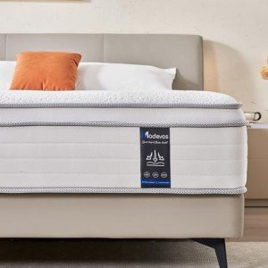 Madevos Full Size Mattress, 10 Inch Hybrid Mattress in a Box, Memory Foam and Individual Pocket Springs, Fiberglass Free, Soft and Breathable, Medium Firm Feel
