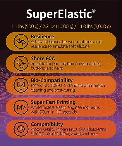 SuperElastic 3D Printer Resin - Soft Silicone Simulation