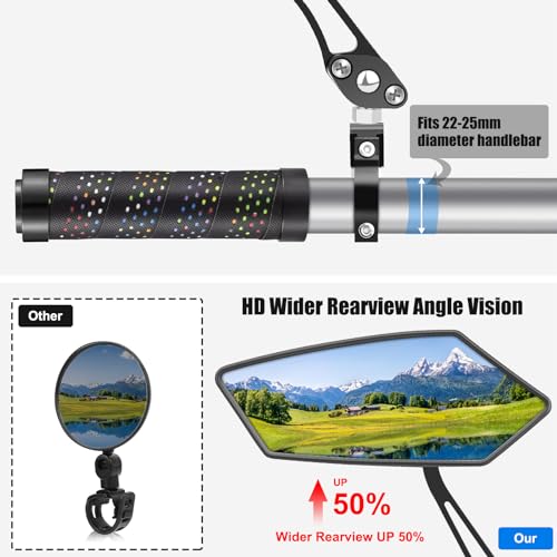 HD Wide Angle Bike Mirrors - 360° Adjustable Pair