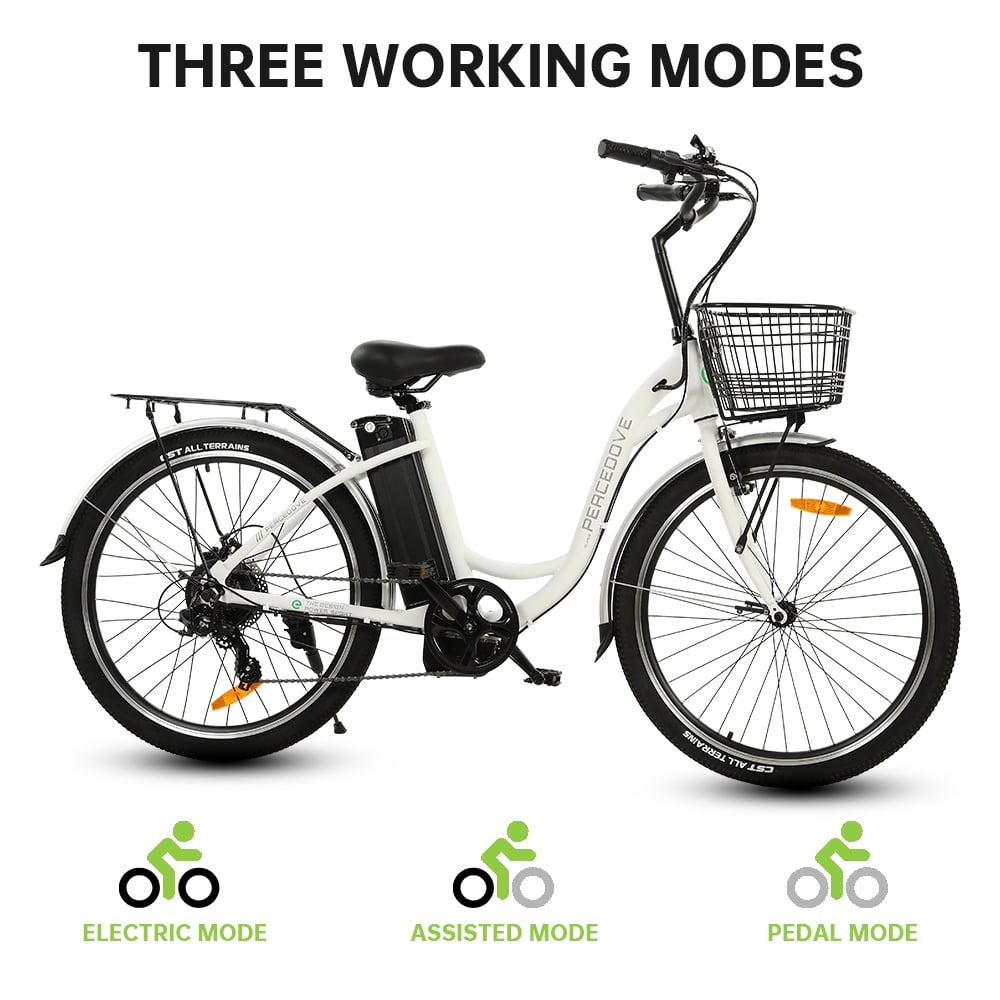 350W Electric City Bike for Women, 7 Speed