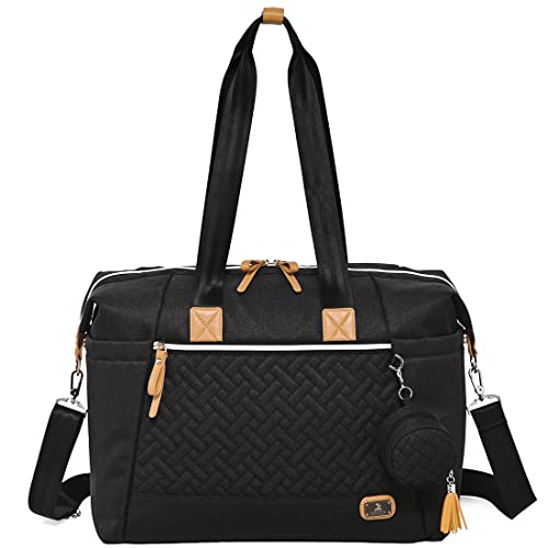 Multifunctional Black Diaper Tote for Parents