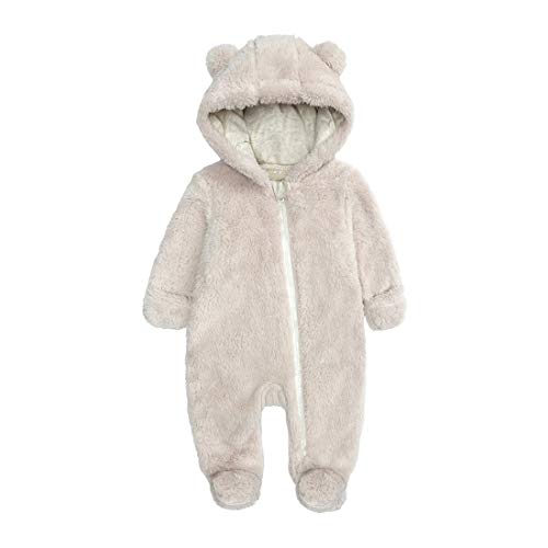 Soft Fleece Baby Jumpsuit Footed Snowsuit - Beige