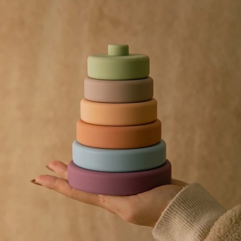 6pcs Soft Silicone Stacking Baby Blocks and Teethers