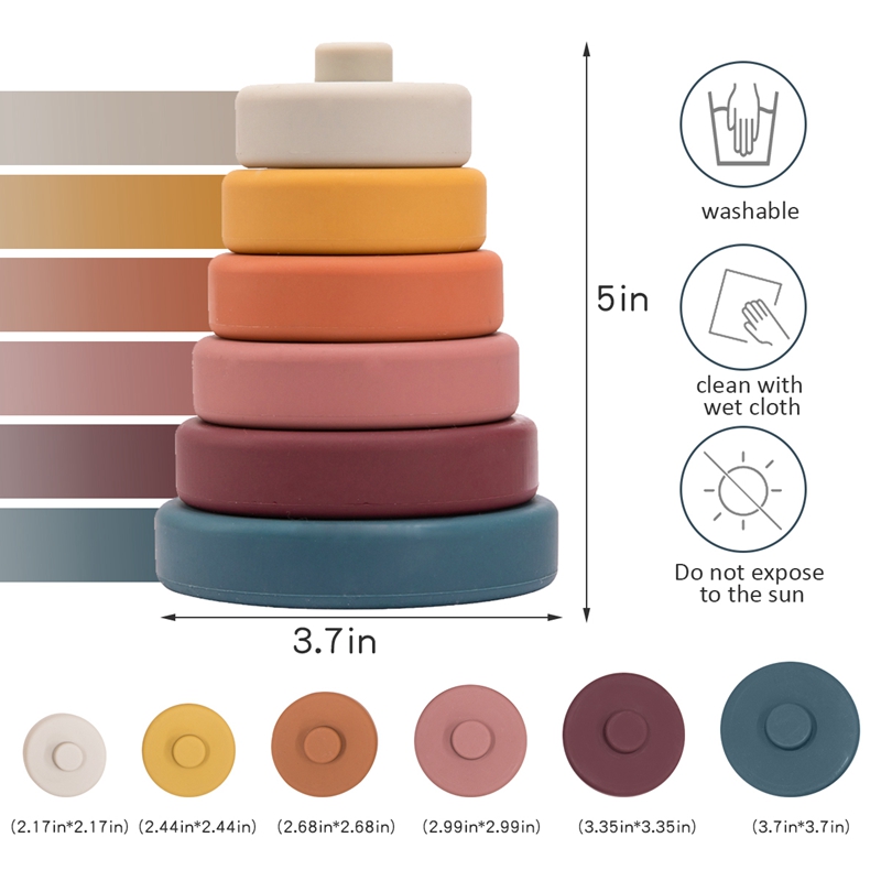 6pcs Soft Silicone Stacking Baby Blocks and Teethers