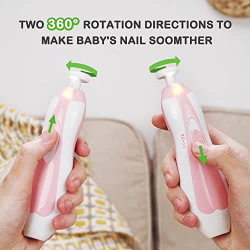 Electric Baby Nail Trimmer with LED Light, Pink