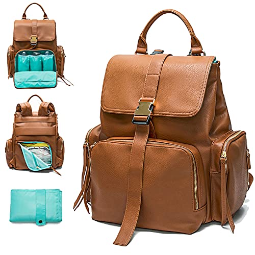 Leather Diaper Bag Backpack for Moms