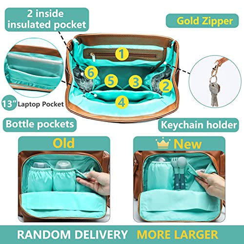 Leather Diaper Bag Backpack for Moms