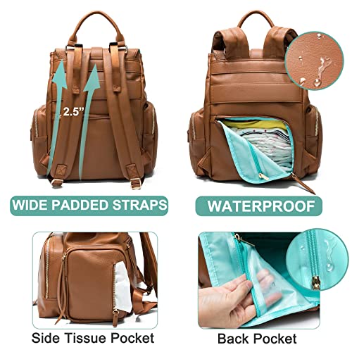 Leather Diaper Bag Backpack for Moms