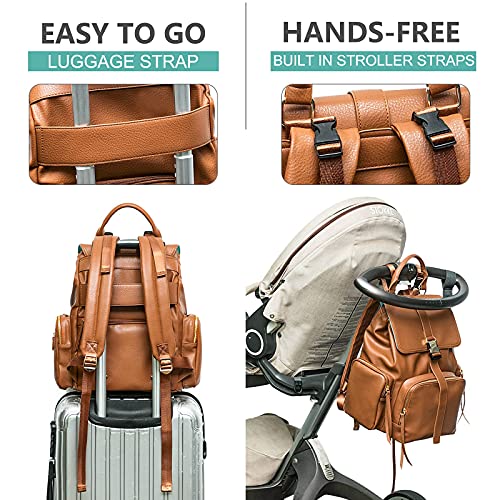 Leather Diaper Bag Backpack for Moms