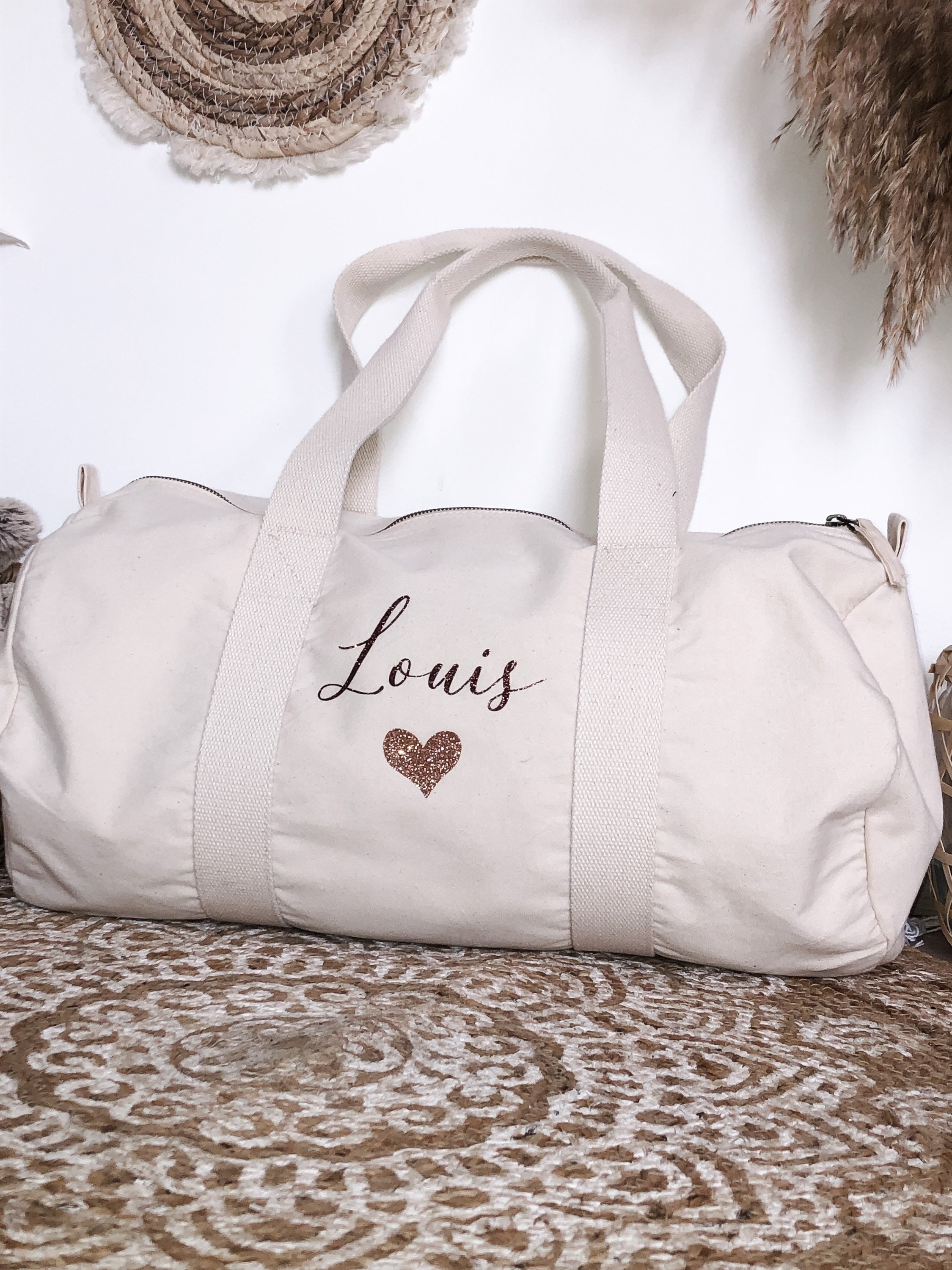 Personalized 100% organic cotton duffel bag