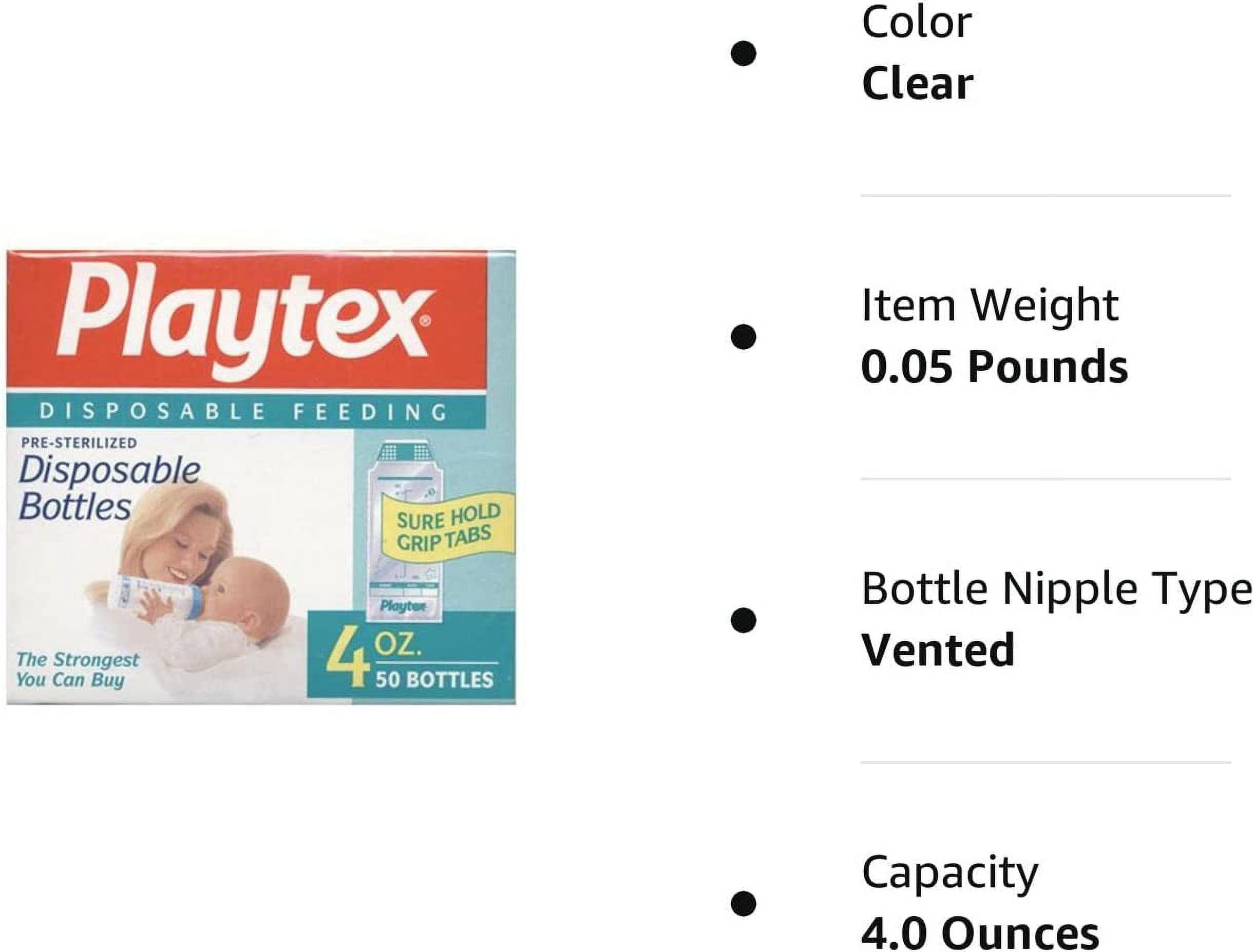 Playtex Pre-Sterilized Disposable 4 oz bottle liners 50 ea