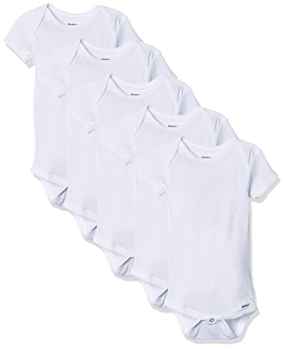 Gerber White Onesies, 5-Pack, 0-3 Months