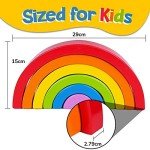 Wooden Rainbow Stacking Toy for Kids - 6 Pcs
