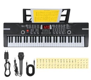 Hricane 61-Key Kids Piano Keyboard with Microphone