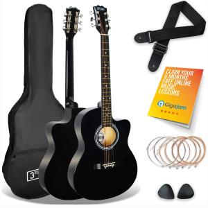 Full Size Cutaway Acoustic Guitar Starter Bundle