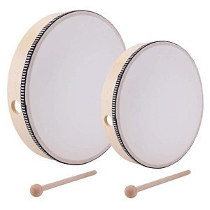 Lawei 2 Pack Hand Drums with Sticks - 10" & 8