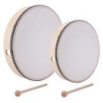 Lawei 2 Pack Hand Drums with Sticks - 10" & 8