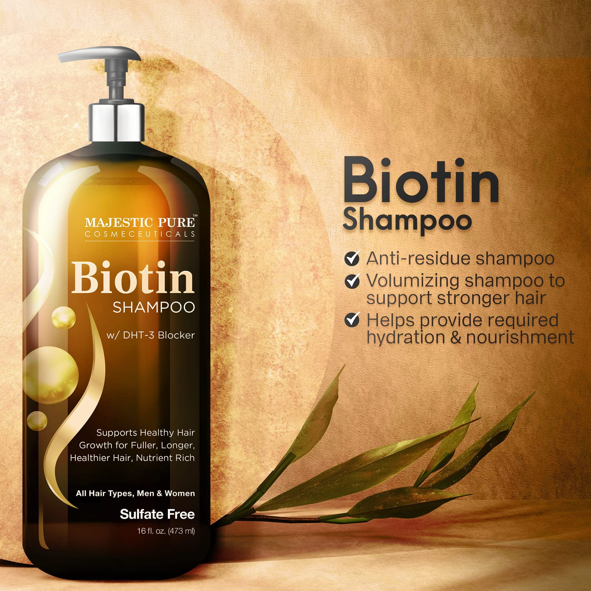 Hair Growth Shampoo with Biotin - DHT Blocker - 16oz