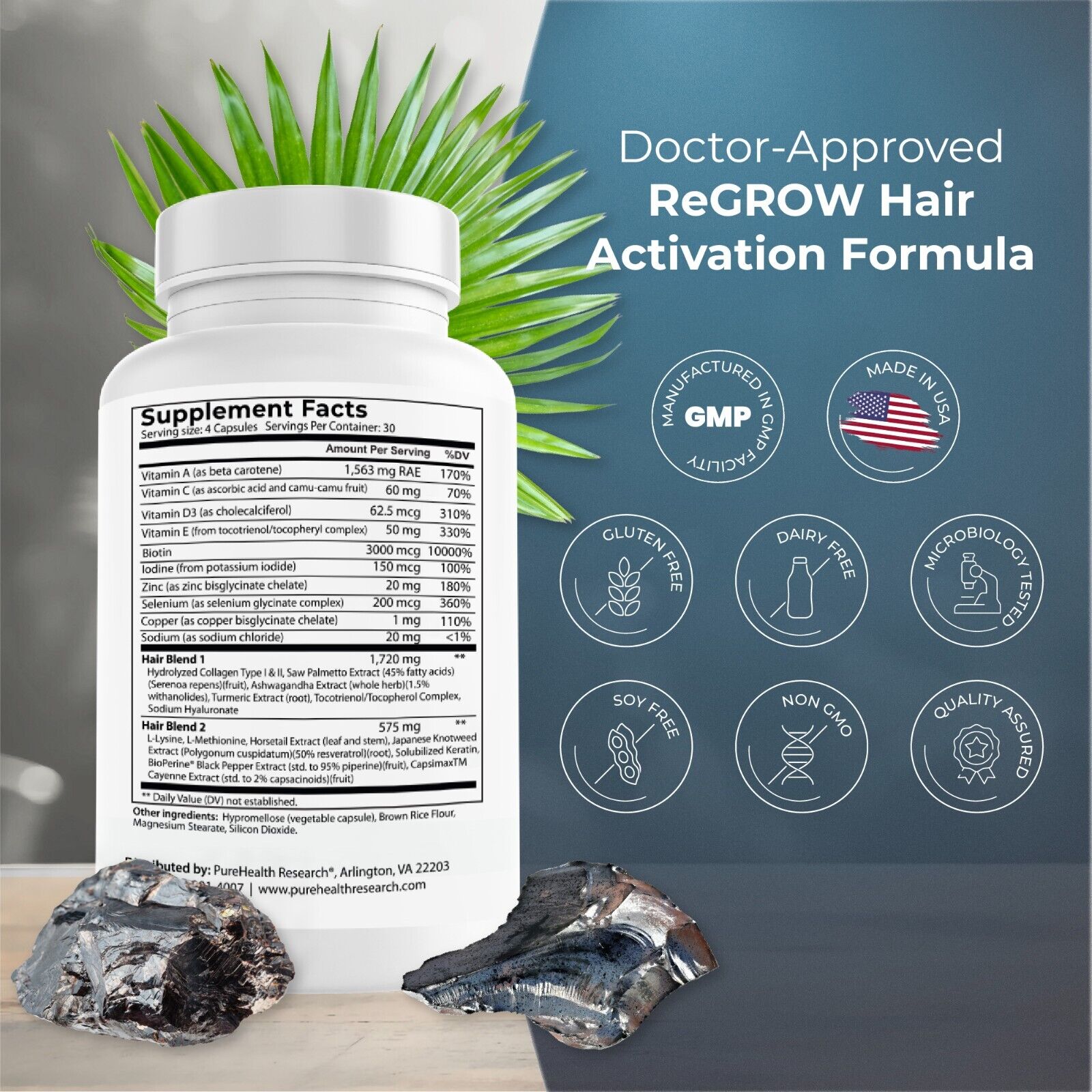 ReGrow Biotin Hair Growth Vitamins - PureHealth