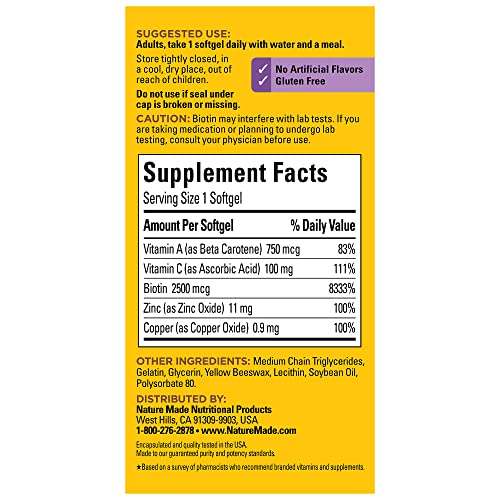 Nature Made Biotin for Healthy Hair, Skin, Nails