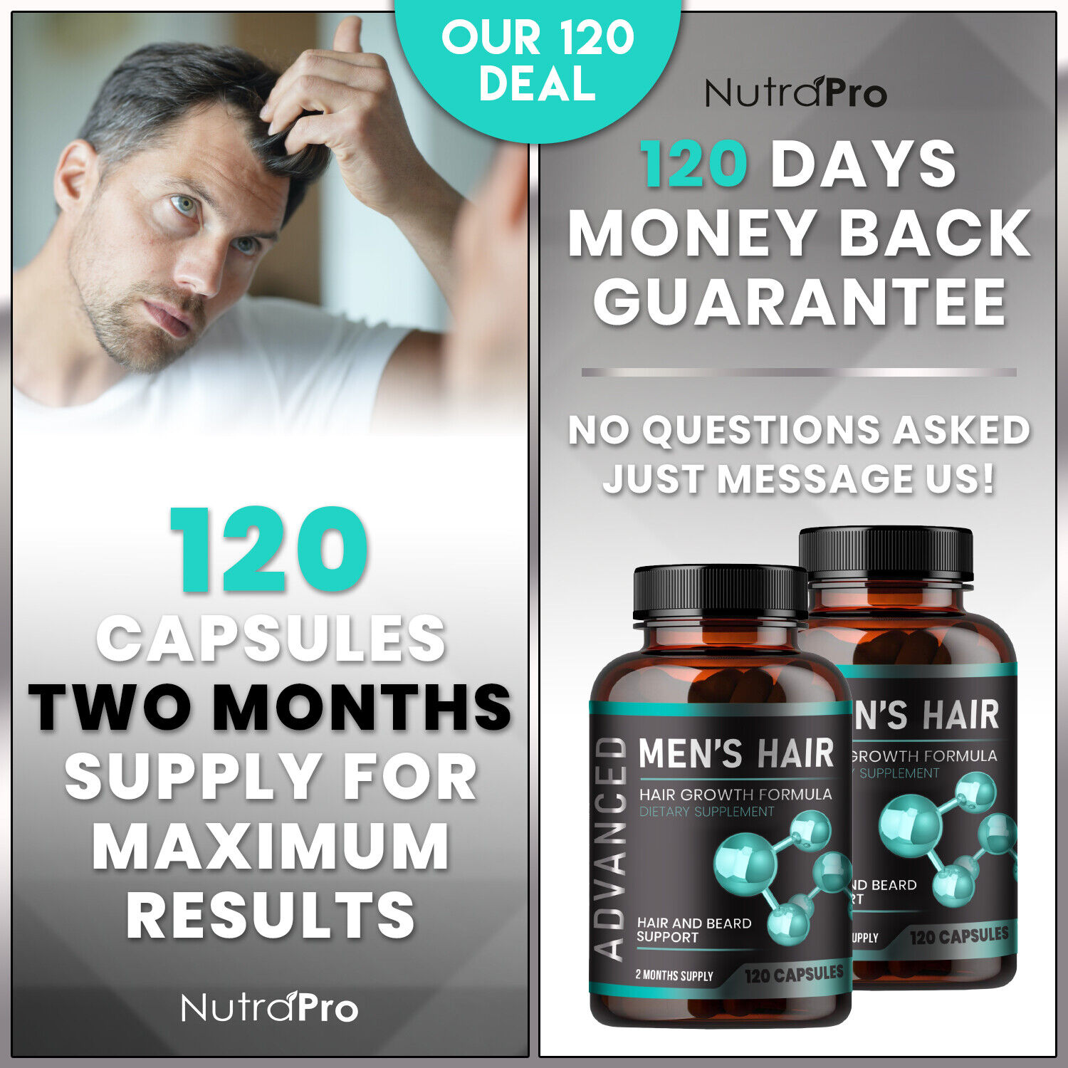 Men's Hair Growth Supplements - 120 Anti-Hair Loss Pills