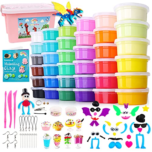 Rainbow Air Dry Clay Kit for Kids - 36 Colors