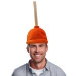 Vaulted Skulls Toilet Plunger Hat - Orange Velvet