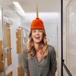 Vaulted Skulls Toilet Plunger Hat - Orange Velvet