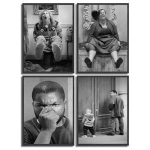 Funny Bathroom Wall Art Set of 4 Prints