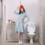 Vaulted Skulls Toilet Plunger Hat - Orange Velvet