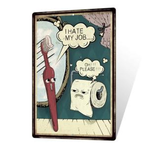 Funny Metal Tin Sign for Bathroom Decor
