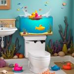 Funny 3D Toilet Monster Removable Wall Decal