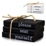 Funny Wooden Mini Books for Farmhouse Bathroom Decor