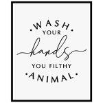 Funny Wash Your Hands Bathroom Wall Art, 8x10