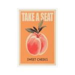 Funny Peach Bum Bathroom Wall Art Poster