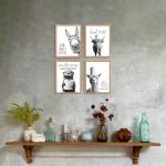 Funny Black and White Bathroom Art Prints Set