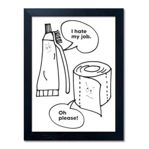 Funny Black and White Bathroom Quote Canvas Art