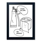 Funny Black and White Bathroom Quote Canvas Art