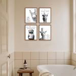 Funny Black and White Bathroom Art Prints Set