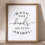 Funny Wash Your Hands Bathroom Wall Art, 8x10
