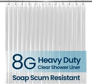 Waterproof Clear Shower Curtain with Rust Proof Grommets