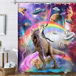 Funny Cat Shower Curtain with Dinosaur Design